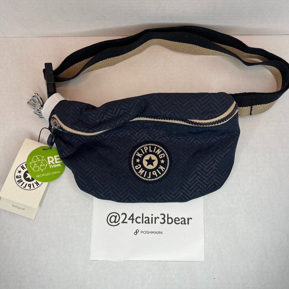 Authentic Kipling New Fresh Endless Blue Emblem KI1595 - Belt Bag - Navy Blue